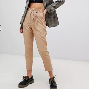NEWLOOK Petite Paper Bag Tapered Trousers, Camel, Size 6 NEW WITH TAGS